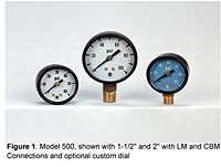 Figure 1: Model 500, shown with 1-1/2" and 2" with LM and CBM Connections and optional custom dial